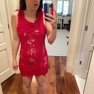 Red lace dress